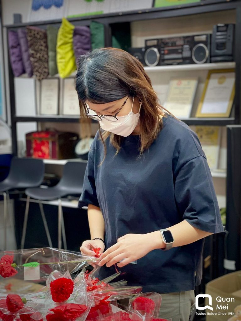 Staff making flowers